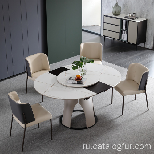 Роскошная скандинавская кухонная мебель из МДФ, деревянная современная столовая, обеденный стол и 4 набора из 6 стульев для столовой